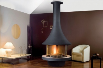 Дровяной камин EVA 992 центральный со стеклом и стандартным основанием в Казани