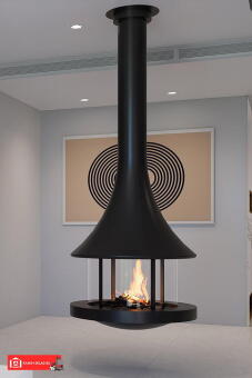 Дровяной камин EVA 992 центральный подвесной со стеклом в Казани