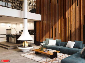 Дровяной камин EVA 992 центральный со стеклом и стандартным основанием в Казани