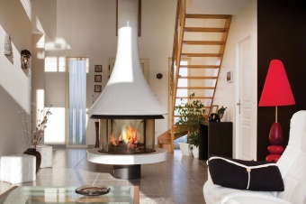 Дровяной камин EVA 992 центральный со стеклом и стандартным основанием в Казани