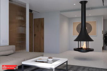 Дровяной камин EVA 992 центральный подвесной со стеклом в Казани