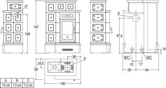 Чертеж для Кафельная печь Stubotto ORTISEI