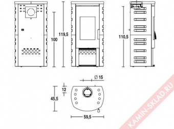 Чертеж для Печь VALERIA,  цвет BORDEAUX