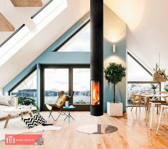 Поворотный дровяной камин Slimfocus со сбалансированной тягой дымохода в Казани