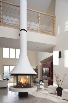 Дровяной камин EVA 992 центральный со стеклом и стандартным основанием в Казани