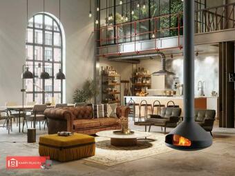 Подвесной дровяной камин Ergofocus со стеклом в Казани