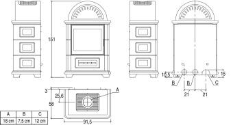 Чертеж для Кафельная печь STUBOTTO C